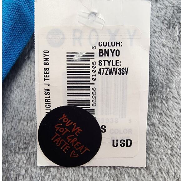 NEW Roxy Top Womens S Blue California Girl at Heart Deep V-Neck Short Sleeve Tee - Picture 6 of 9